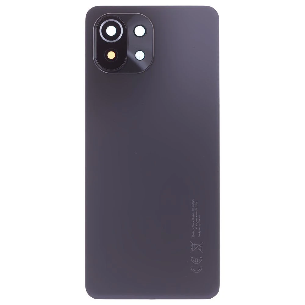 Задняя крышка для Xiaomi 11 Lite 5G NE (2109119DG) / Mi 11 Lite (M2101K9AG) / Mi 11 Lite 5G (M2101K9G) (черный) (в сборе со стеклом камеры (ORIG100)  фото №1