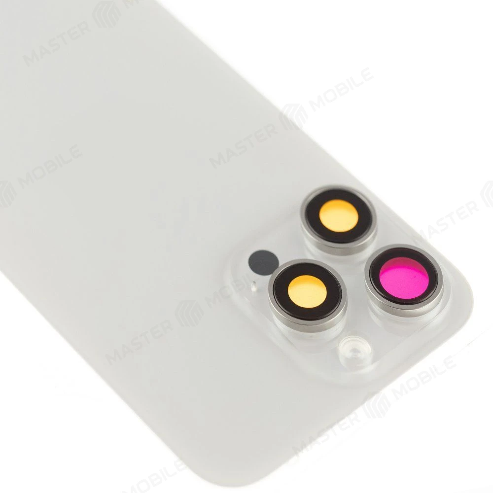 Задняя крышка для Apple iPhone 15 Pro Max (белый) (в сборе со стеклом камеры и шлейфом) (Premium)  фото №3