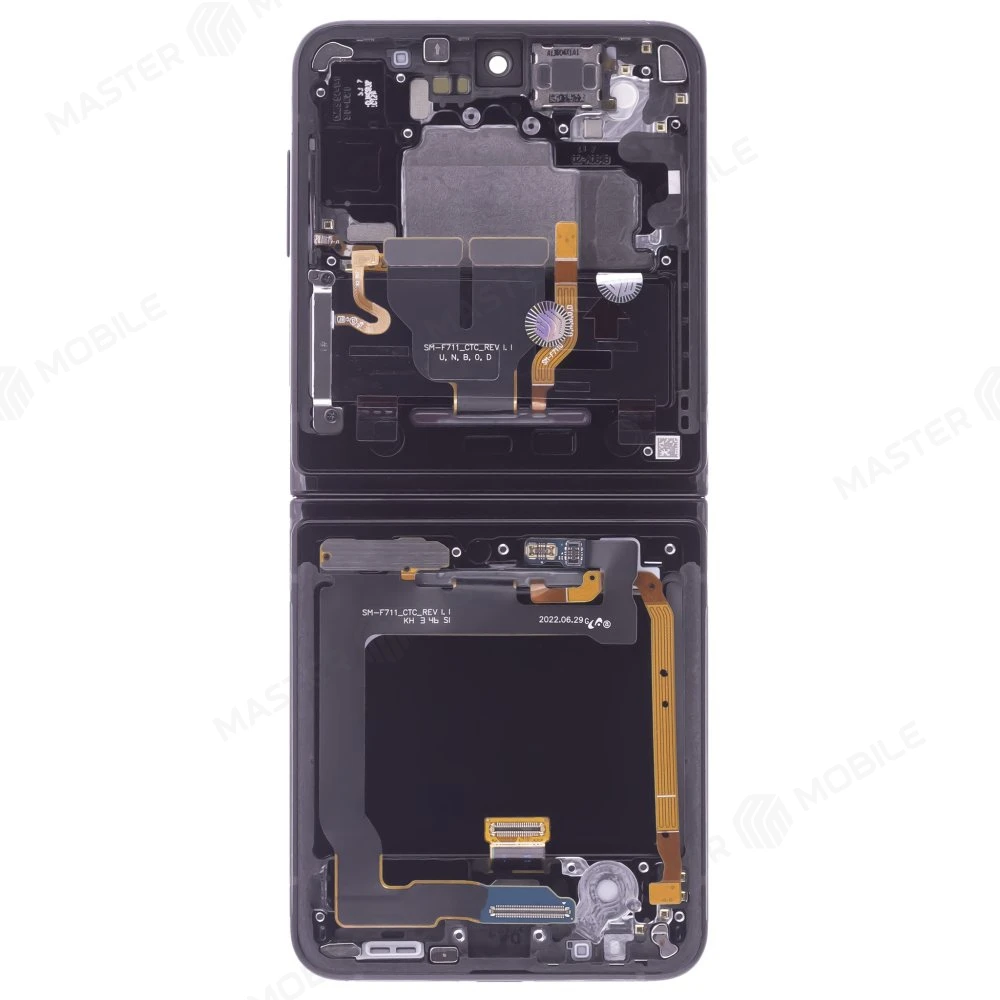 Дисплей для Samsung F711 Galaxy Z Flip 3 + тачскрин (внутренний) (черный) (в рамке) (ORIG100) (возможен дефект ЛКП) фото №2