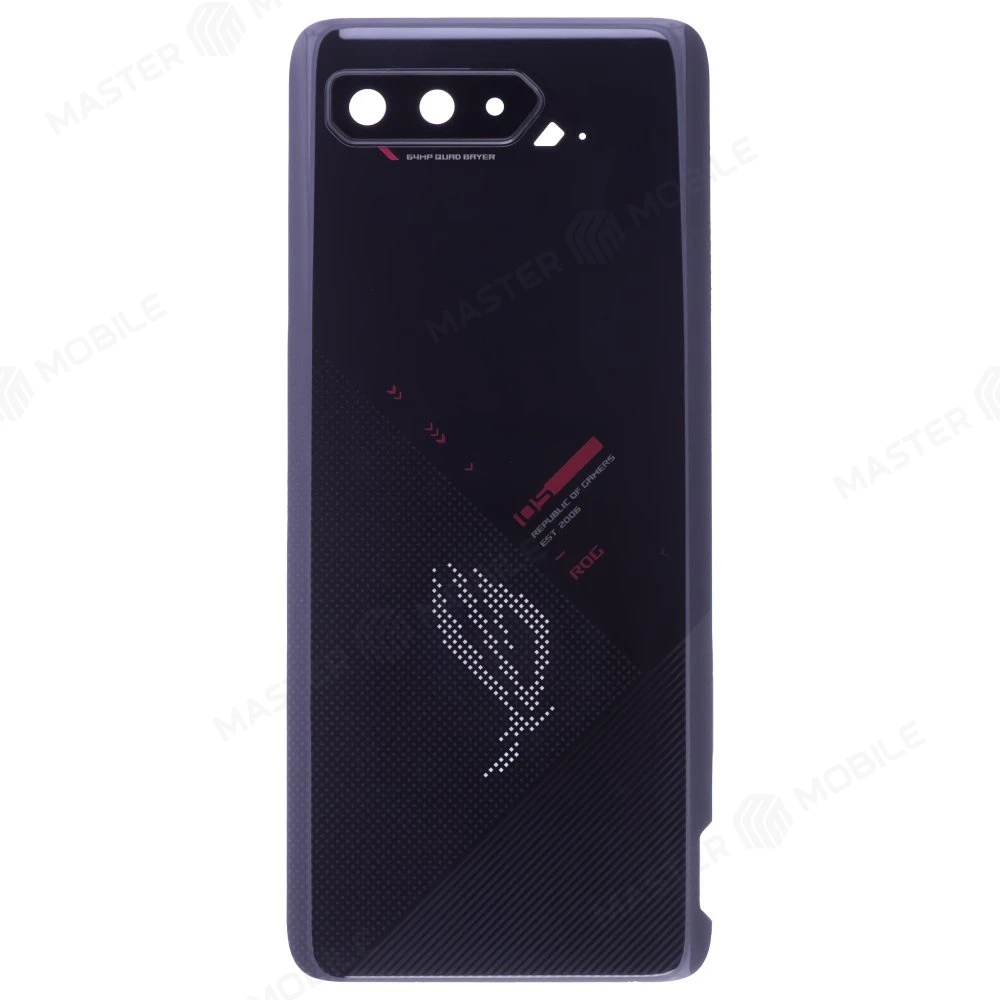 Задняя крышка для Asus ROG Phone 5 (ZS673KS) / ROG Phone 5s (ZS676KS) (черный) (в сборе со стеклом камеры) (ORIG100)