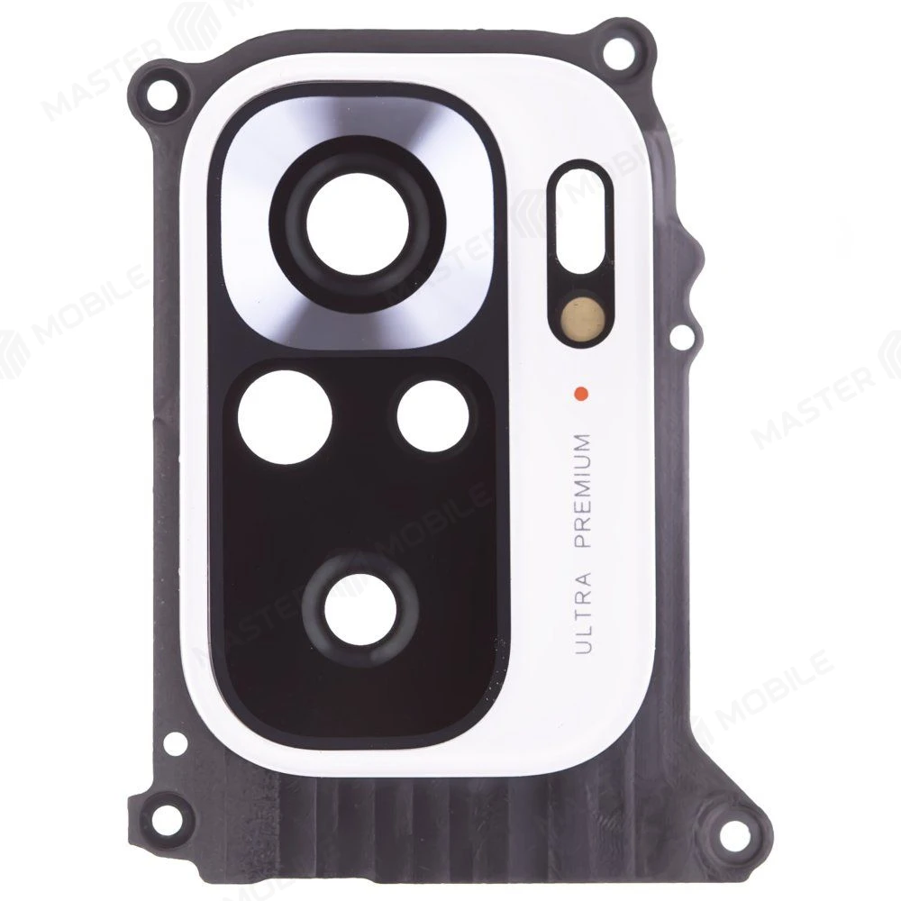 Стекло задней камеры для Xiaomi Redmi Note 10 4G (M2101K7AG) / Redmi Note 10S (M2101K7BG) / Poco M5s (2207117BPG) (в рамке) (белый) фото №1