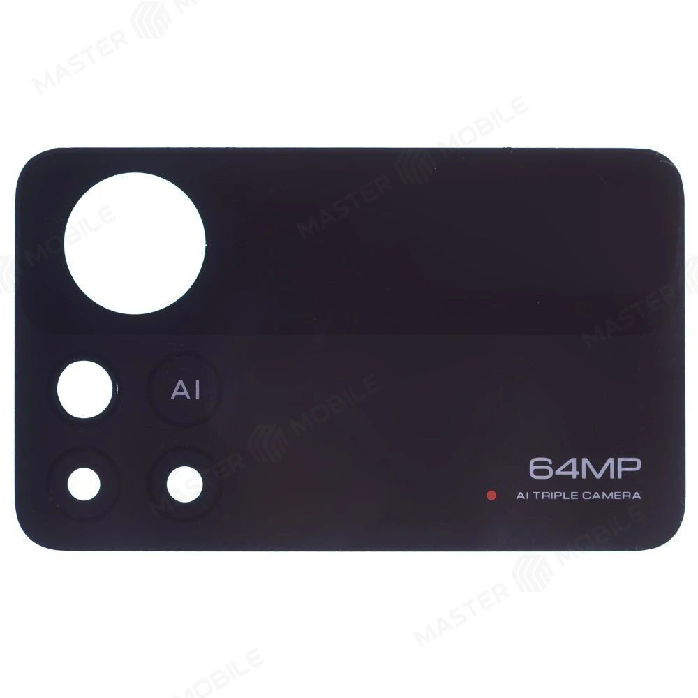 Стекло задней камеры для Xiaomi Poco X4 Pro 5G (2201116PG) (без рамки) (черный) фото №1