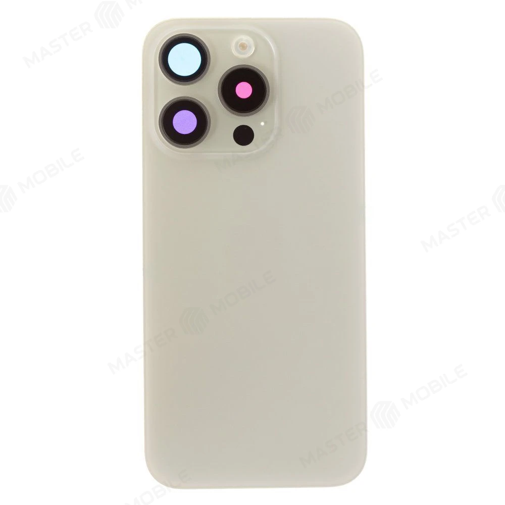 Задняя крышка для Apple iPhone 15 Pro (белый) (в сборе со стеклом камеры и шлейфом) (Premium)  фото №1