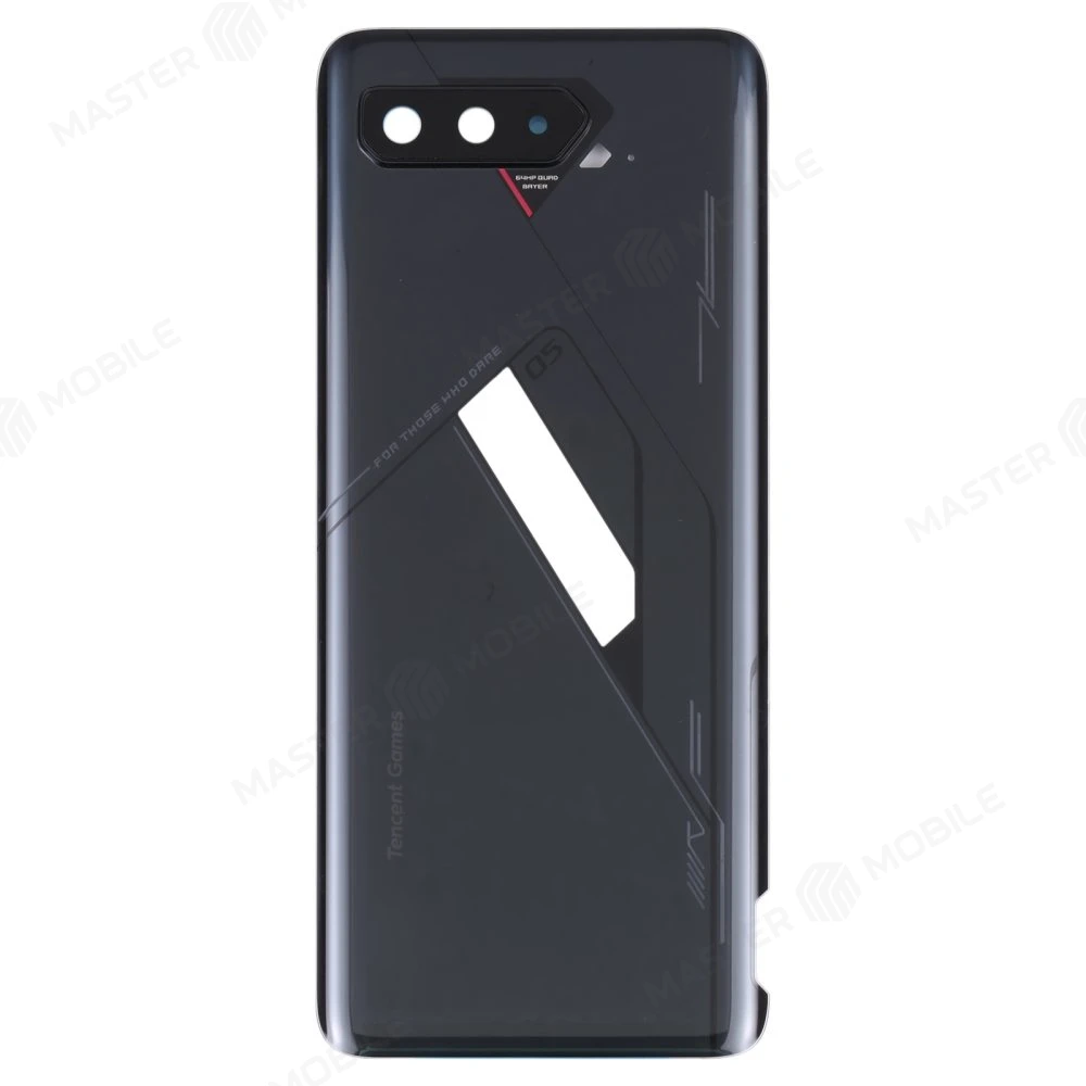 Задняя крышка для Asus ROG Phone 5 Pro (ZS673KS) / ROG Phone 5s Pro (ZS676KS) (черный) (в сборе со стеклом камеры) (ORIG100)