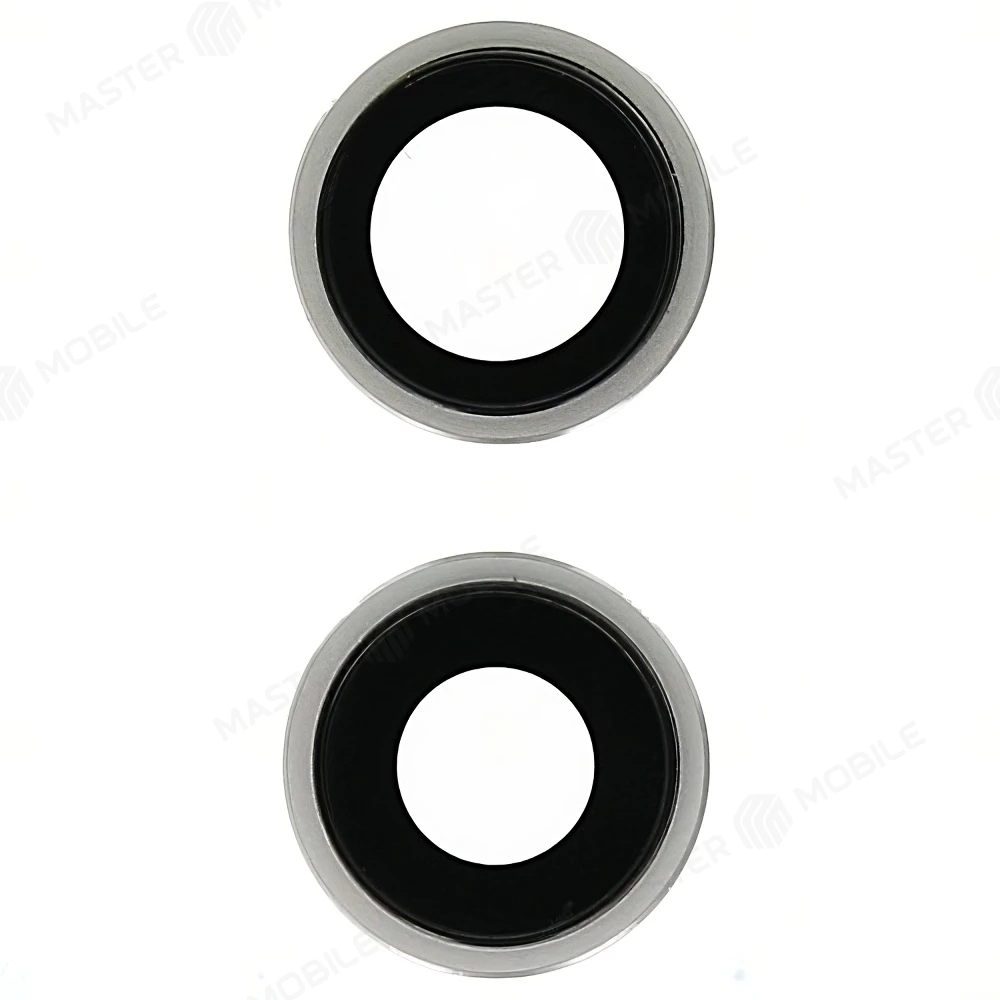 Стекло задней камеры для Apple iPhone 12 / iPhone 12 mini (комплект 2 шт.) (в рамке) (серебристый)