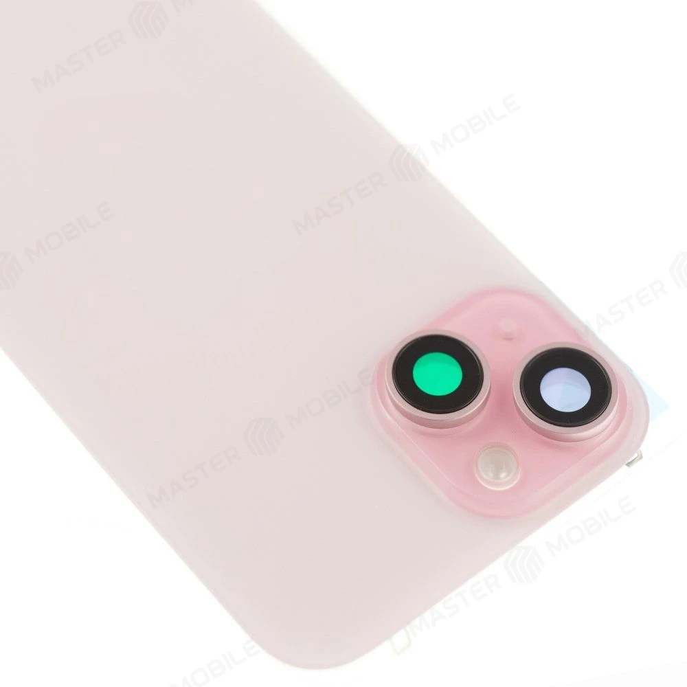 Задняя крышка для Apple iPhone 15 (розовый) (в сборе со стеклом камеры и шлейфом) (Premium)  фото №3