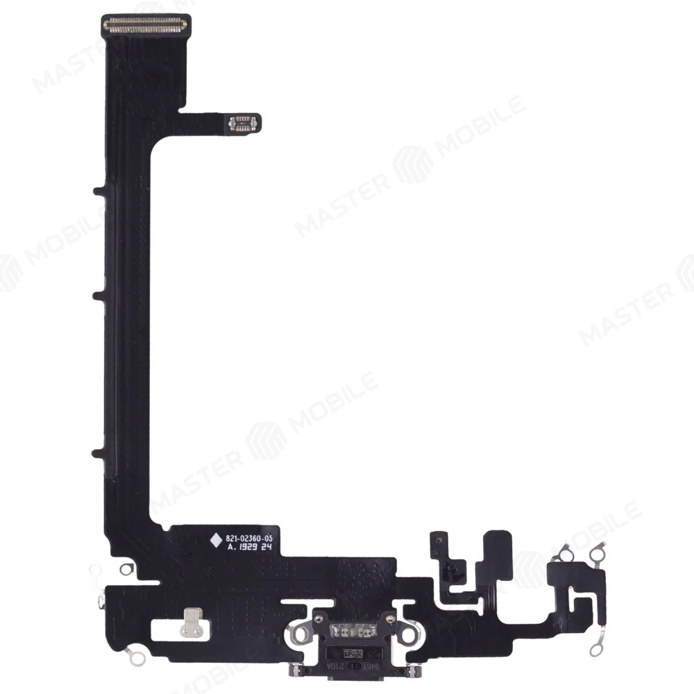 Шлейф для Apple iPhone 11 Pro Max с комп. + разъем зарядки + микрофон (черный)  фото №2