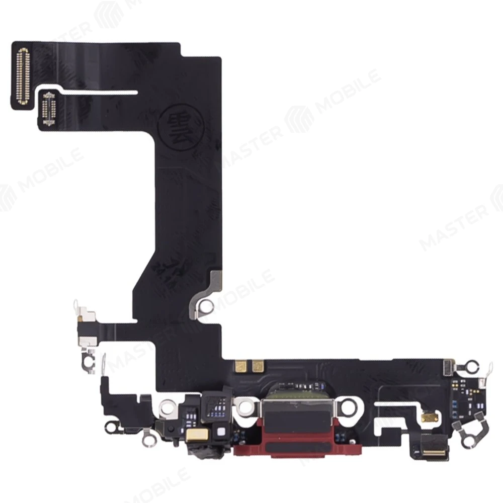 Шлейф для Apple iPhone 13 mini с комп. + разъем зарядки + микрофон (красный) (ORIG100) фото №1