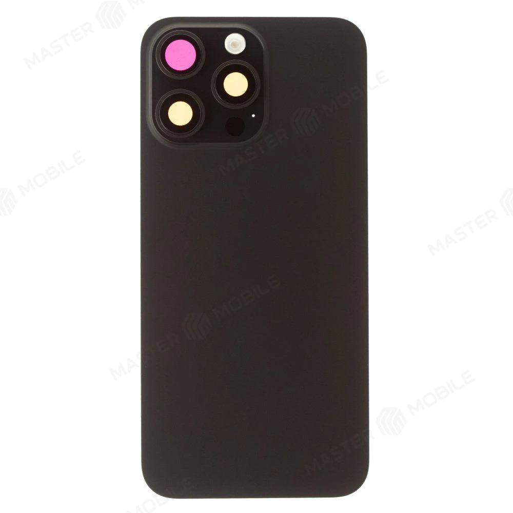 Задняя крышка для Apple iPhone 15 Pro Max (черный) (в сборе со стеклом камеры и шлейфом) (Premium)  фото №1