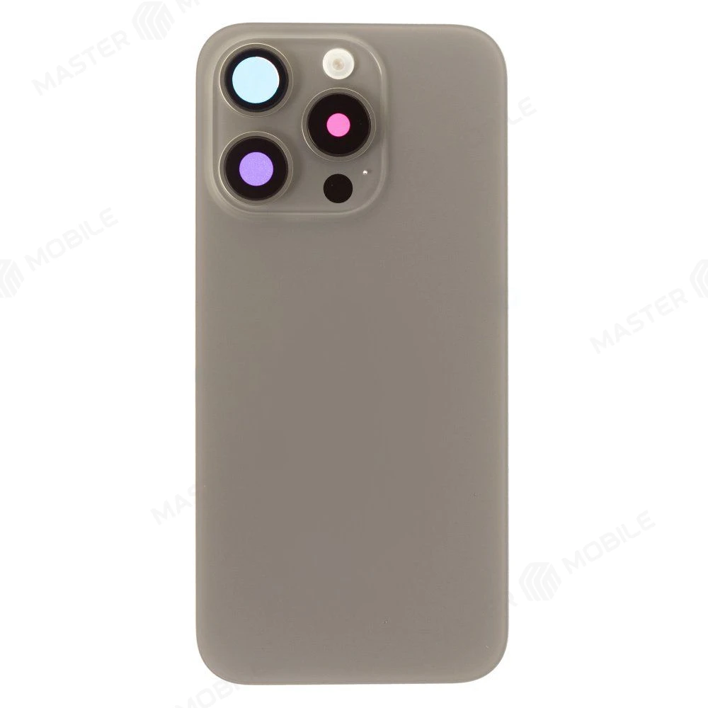 Задняя крышка для Apple iPhone 15 Pro (титановый) (в сборе со стеклом камеры и шлейфом) (Premium)  фото №1