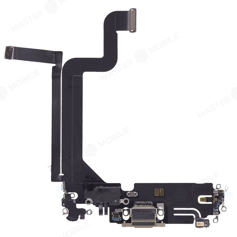 Шлейф для Apple iPhone 14 Pro Max с комп. + разъем зарядки + микрофон (золотистый) (ORIG100) фото №1