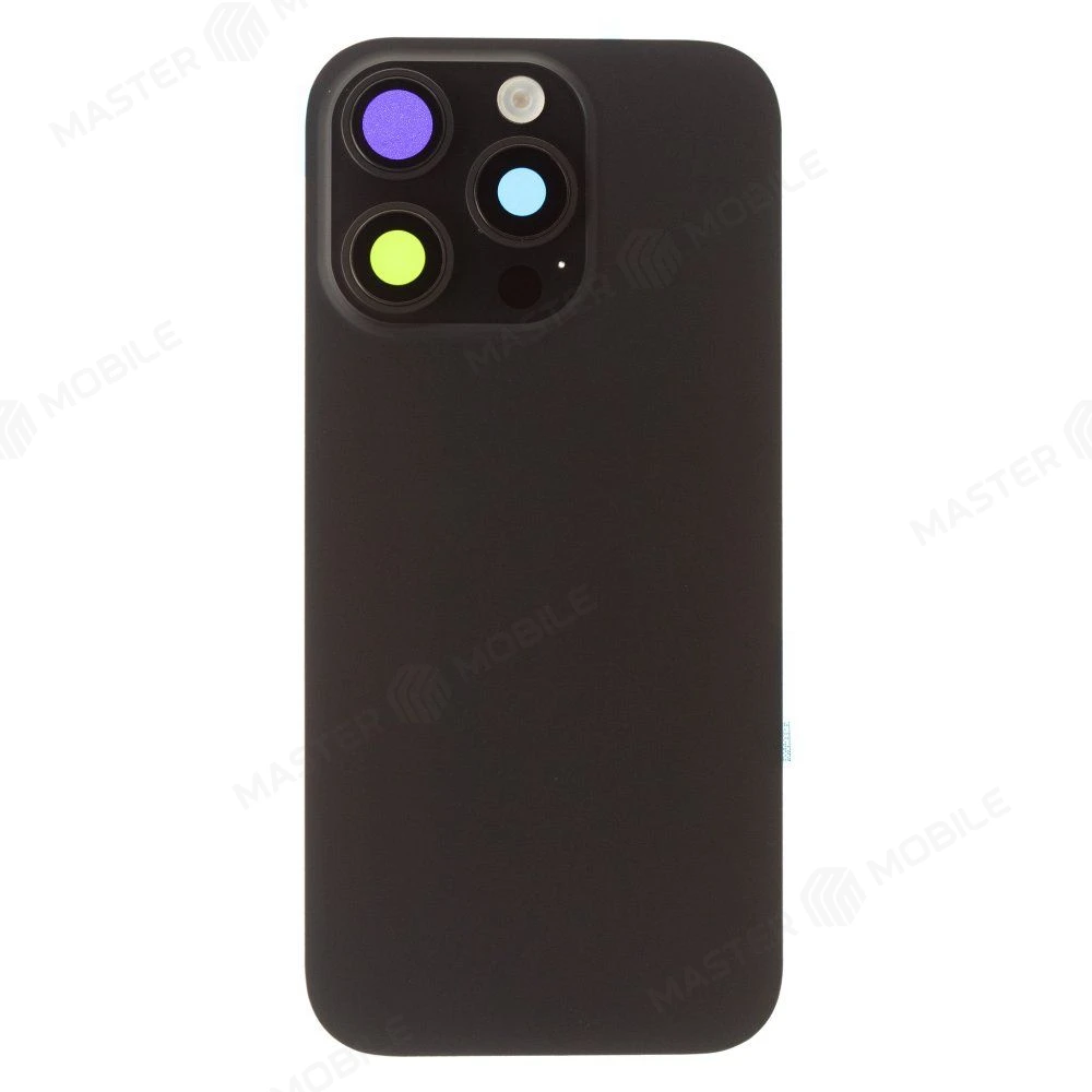 Задняя крышка для Apple iPhone 16 Pro (черный) (в сборе со стеклом камеры и шлейфом) (Premium)  фото №1