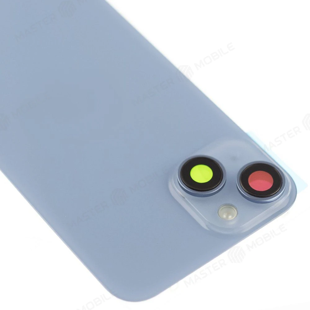Задняя крышка для Apple iPhone 14 (голубой) (в сборе со стеклом камеры и шлейфом) (Premium)  фото №3