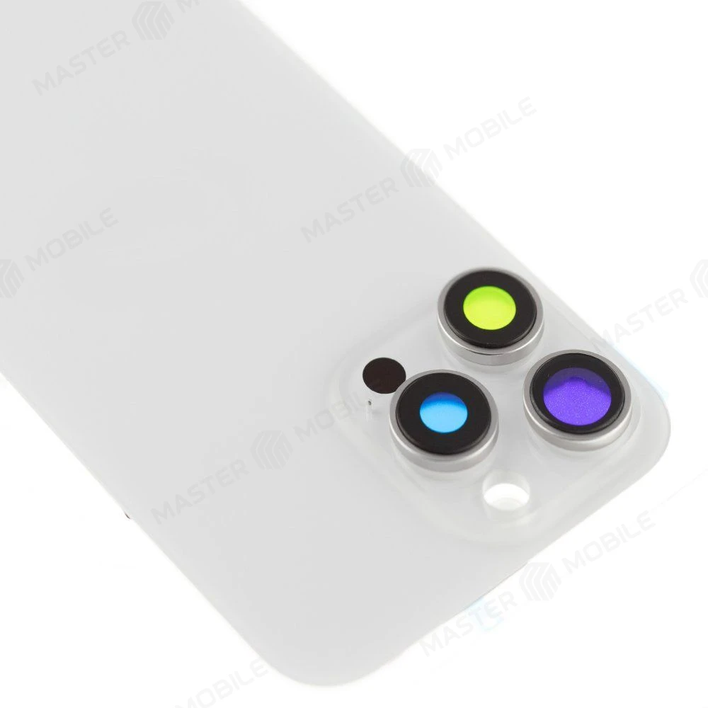 Задняя крышка для Apple iPhone 16 Pro Max (белый) (в сборе со стеклом камеры и шлейфом) (Premium)  фото №3