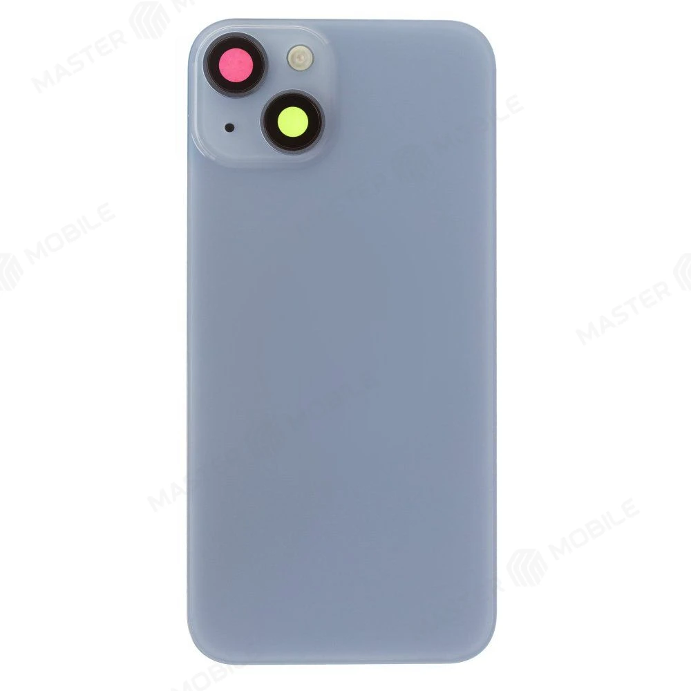 Задняя крышка для Apple iPhone 14 (голубой) (в сборе со стеклом камеры и шлейфом) (Premium)  фото №1