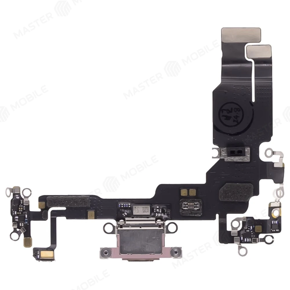 Шлейф для Apple iPhone 15 с комп. + разъем зарядки + микрофон (розовый) (ORIG100)