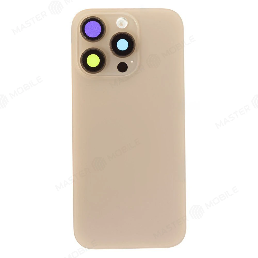 Задняя крышка для Apple iPhone 16 Pro (золотистый) (в сборе со стеклом камеры и шлейфом) (Premium)  фото №1