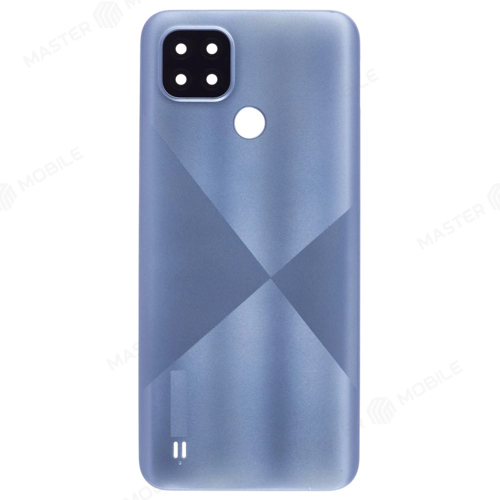 Задняя крышка для Realme C21 (RMX3201) (голубой) (в сборе со стеклом камеры)