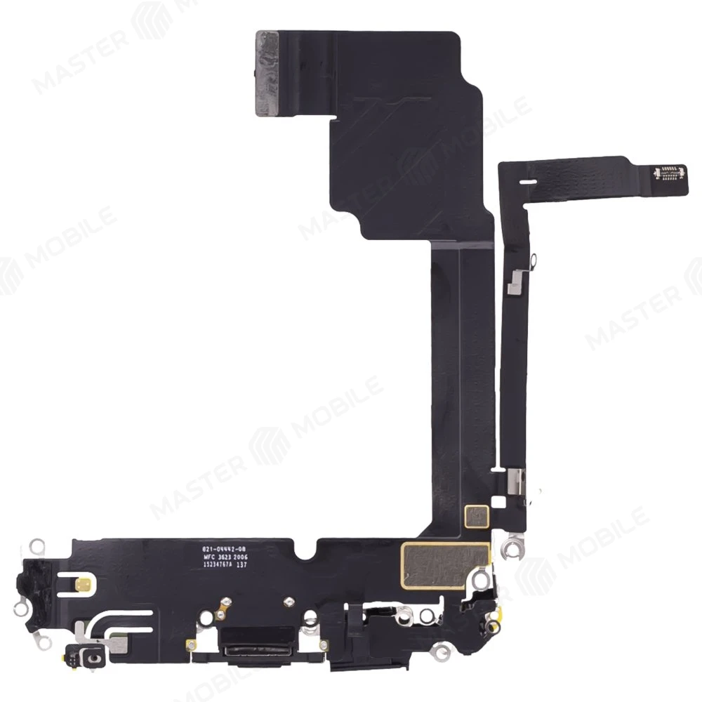 Шлейф для Apple iPhone 15 Pro Max с комп. + разъем зарядки + микрофон (черный) (ORIG100) фото №2