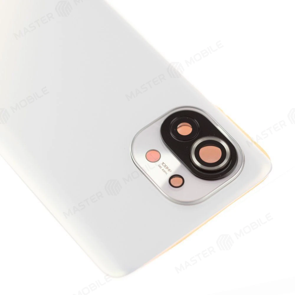 Задняя крышка для Xiaomi Mi 11 5G (M2011K2G) (белый) (в сборе со стеклом камеры) (ORIG100)  фото №3