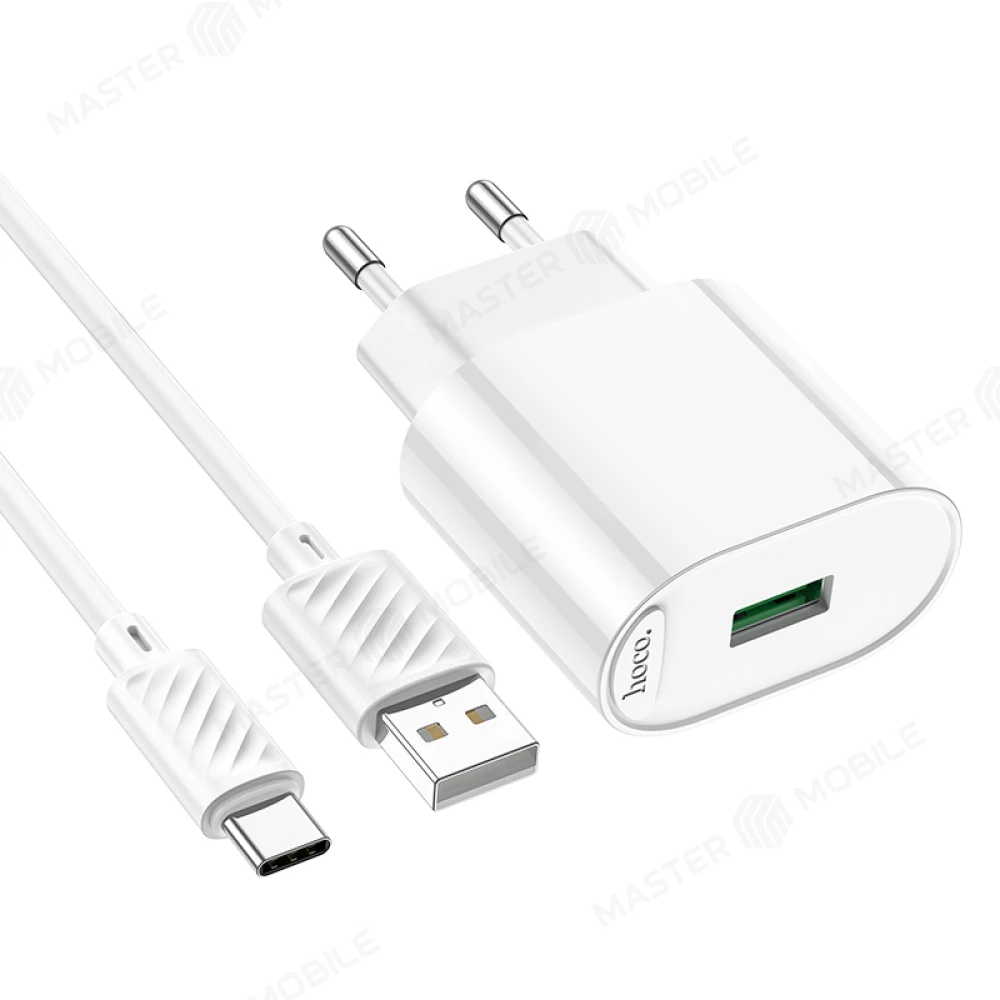Сетевое зарядное устройство Hoco C109A USB 20W + кабель USB - TypeC (белый) фото №4