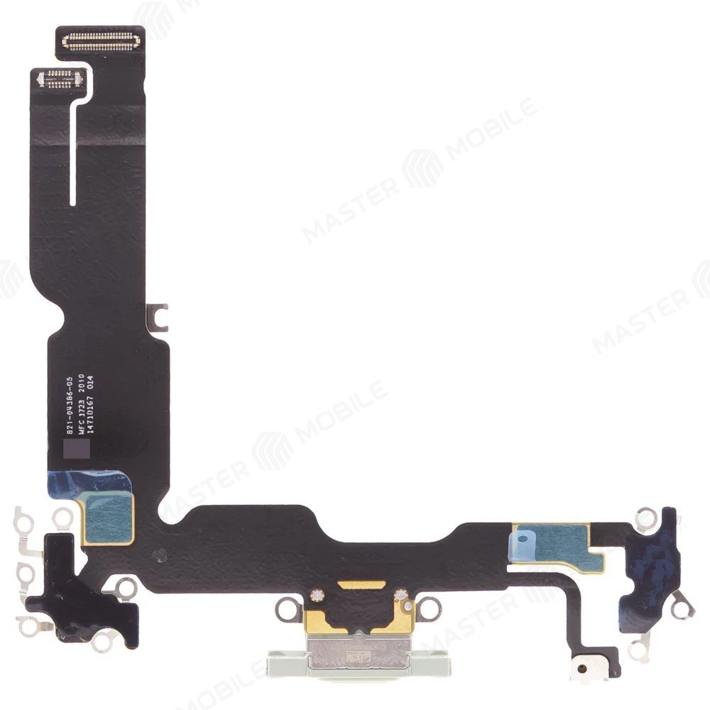 Шлейф для Apple iPhone 15 Plus с комп. + разъем зарядки + микрофон (зеленый) (ORIG100) фото №2