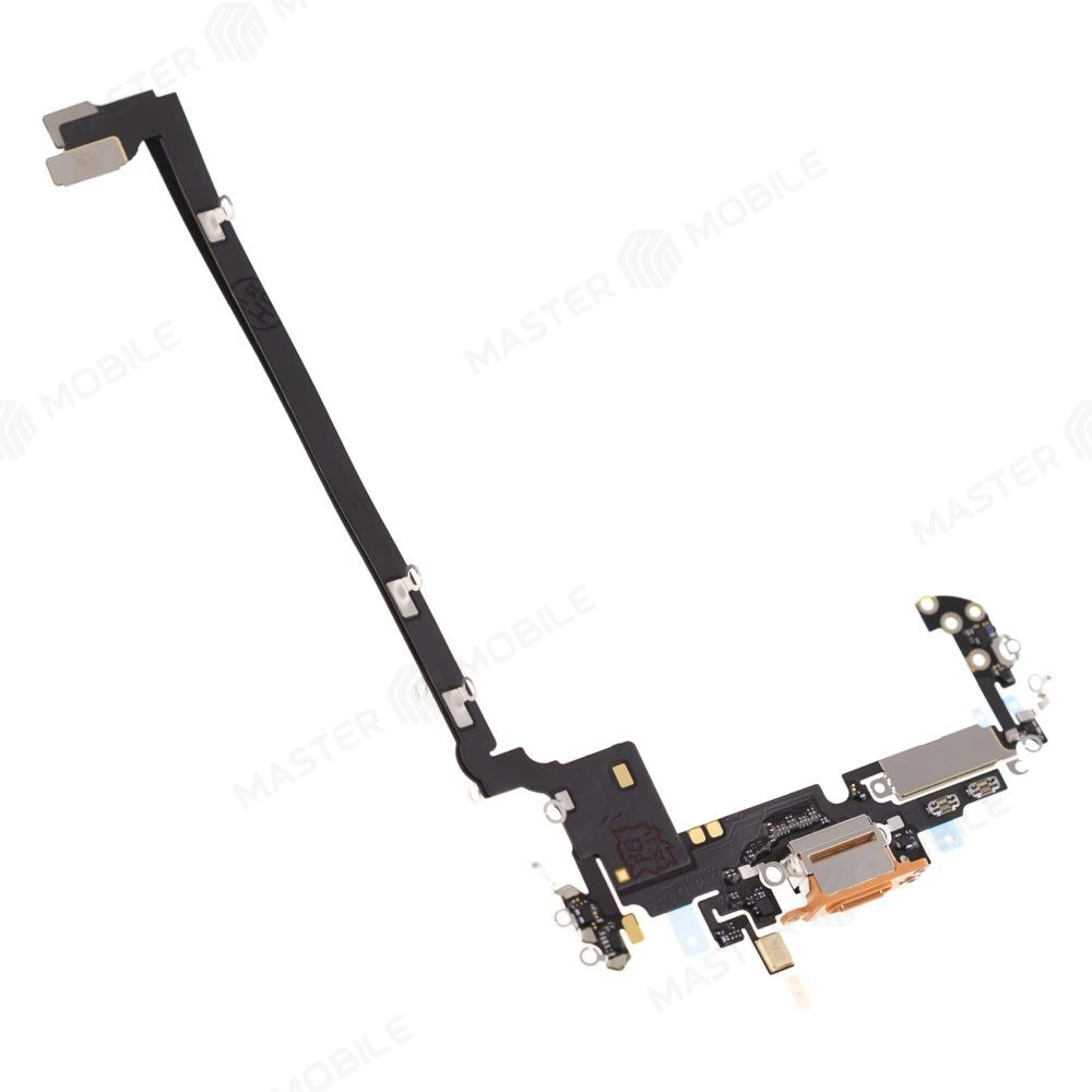 Шлейф для Apple iPhone 17 Pro Max (eSIM) с комп. + разъем зарядки + микрофон (оранжевый) (ORIG100) фото №3