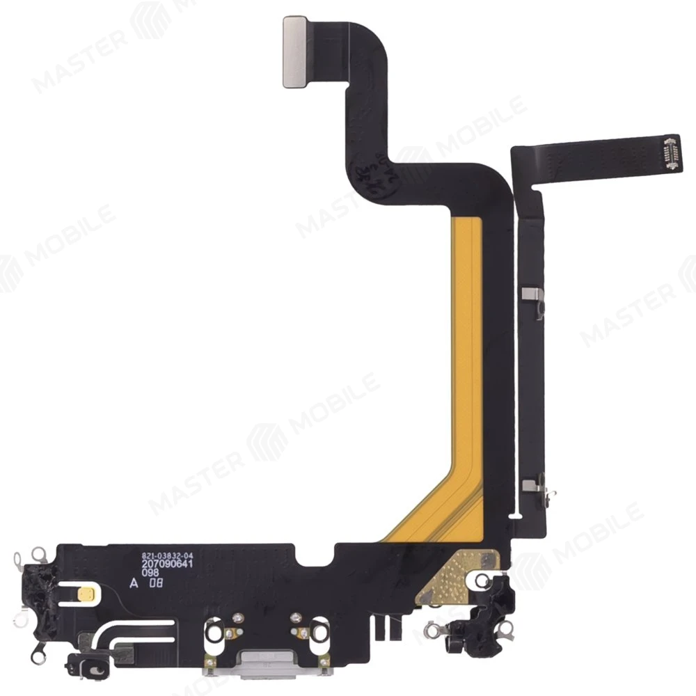 Шлейф для Apple iPhone 14 Pro Max с комп. + разъем зарядки + микрофон (белый) (ORIG100) фото №2