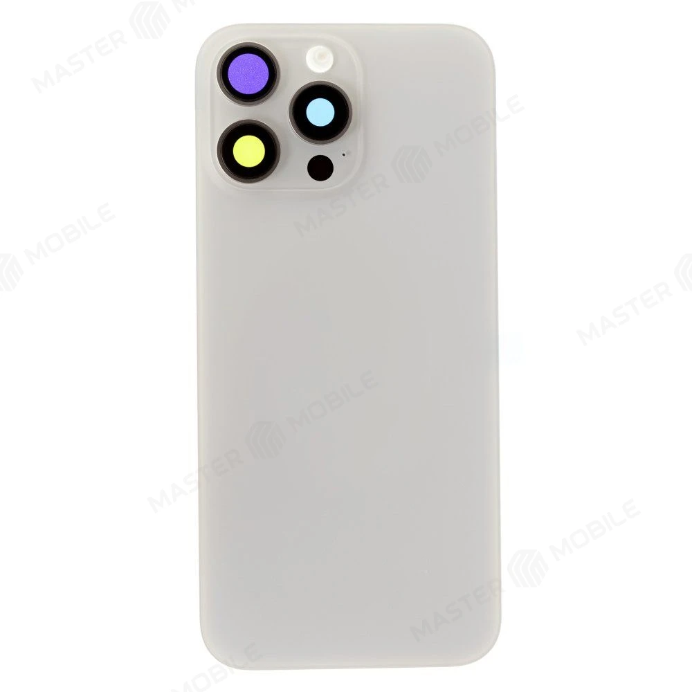 Задняя крышка для Apple iPhone 16 Pro Max (белый) (в сборе со стеклом камеры и шлейфом) (Premium)  фото №1