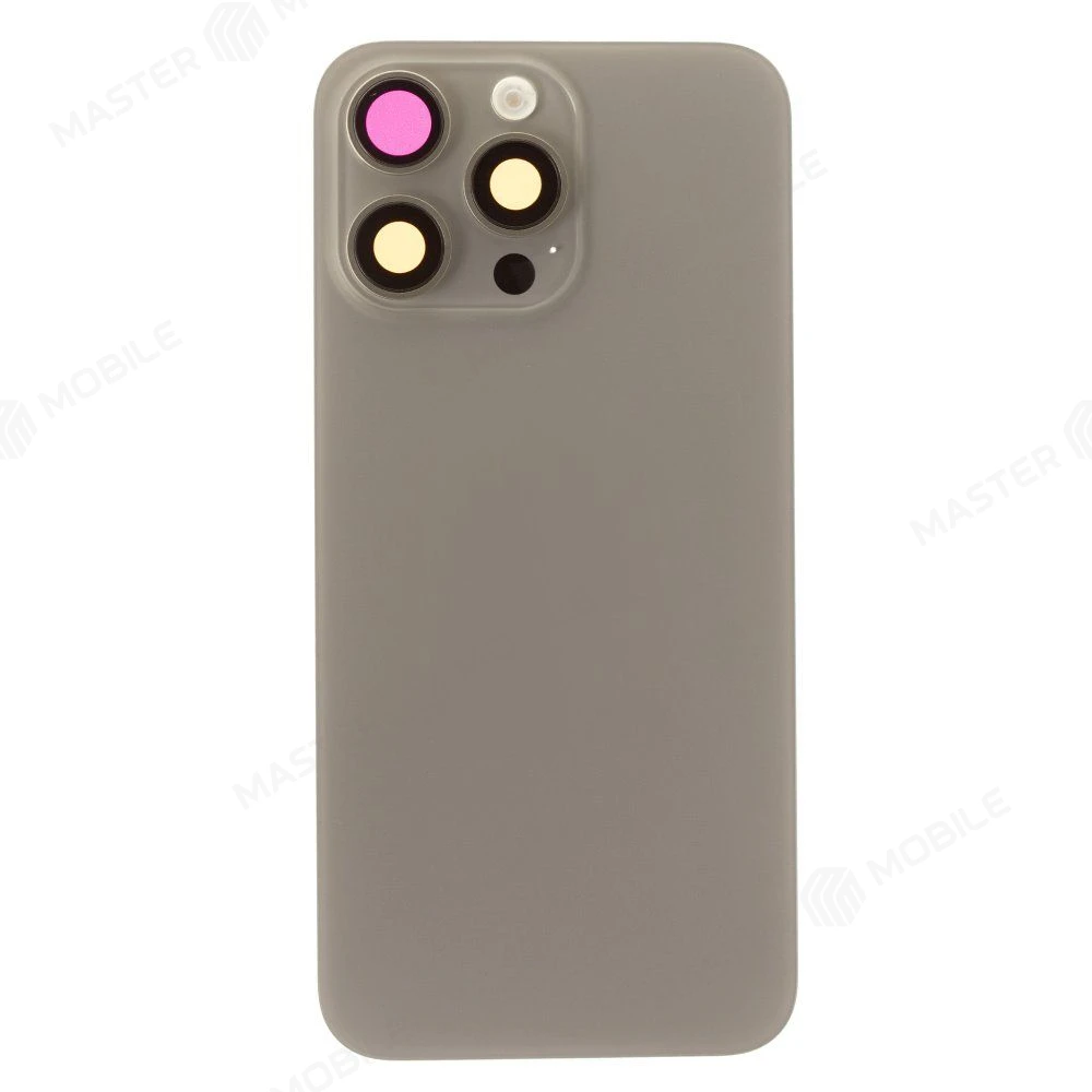 Задняя крышка для Apple iPhone 15 Pro Max (титановый) (в сборе со стеклом камеры и шлейфом) (Premium)  фото №1