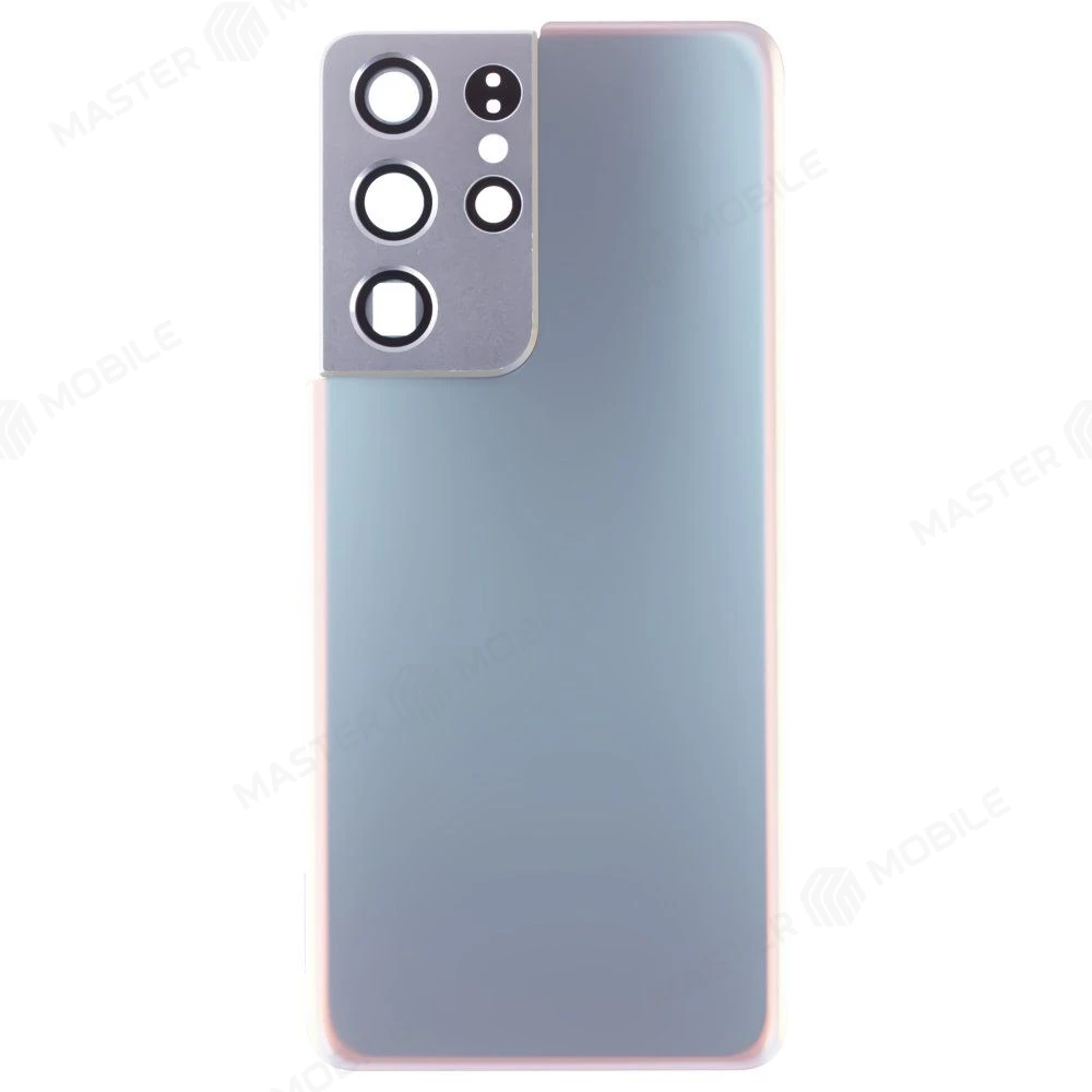 Задняя крышка для Samsung G998 Galaxy S21 Ultra (серебристый) (в сборе со стеклом камеры) (ORIG100)  фото №1