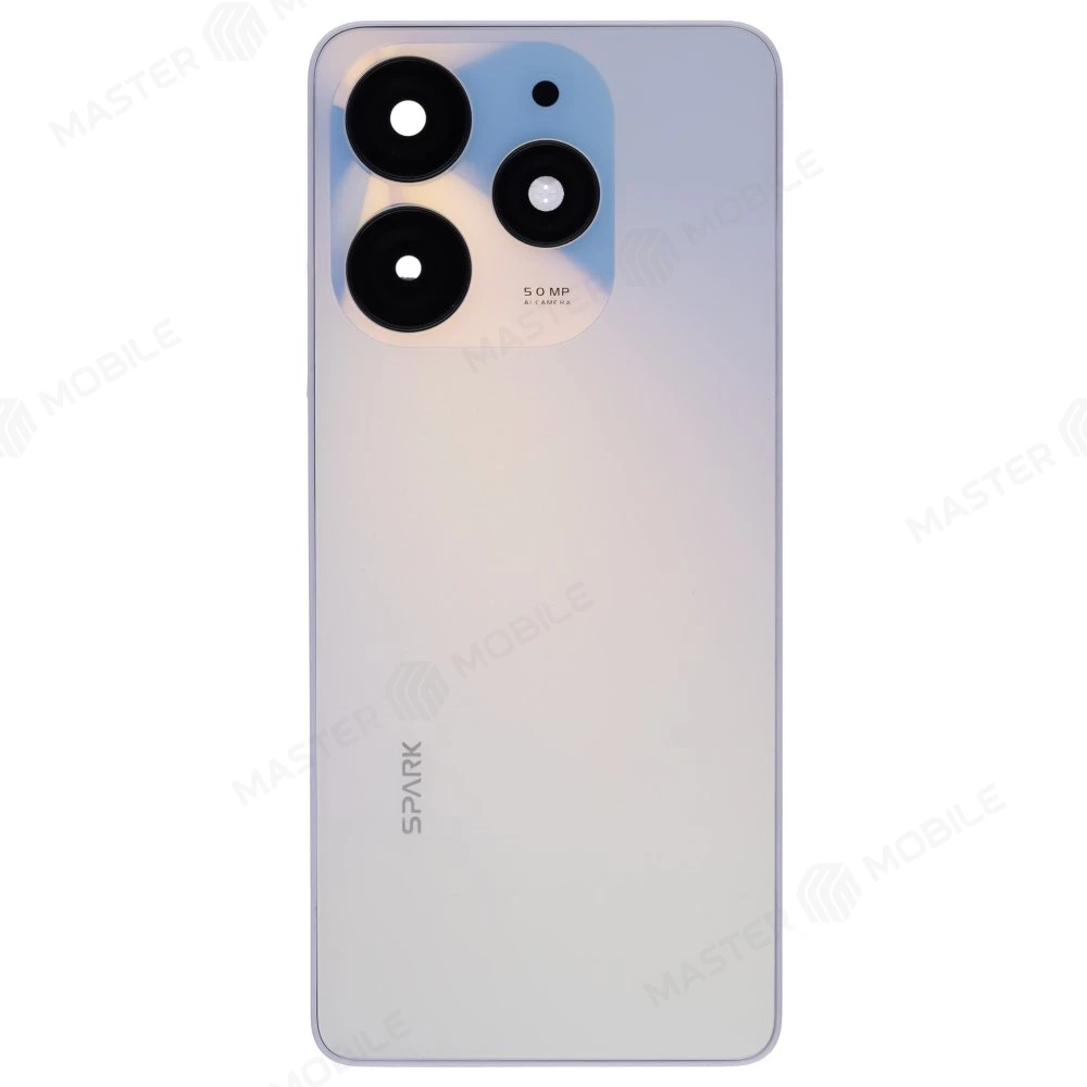 Задняя крышка для Tecno Spark 10 Pro (KI7) (белый) (в сборе со стеклом камеры)