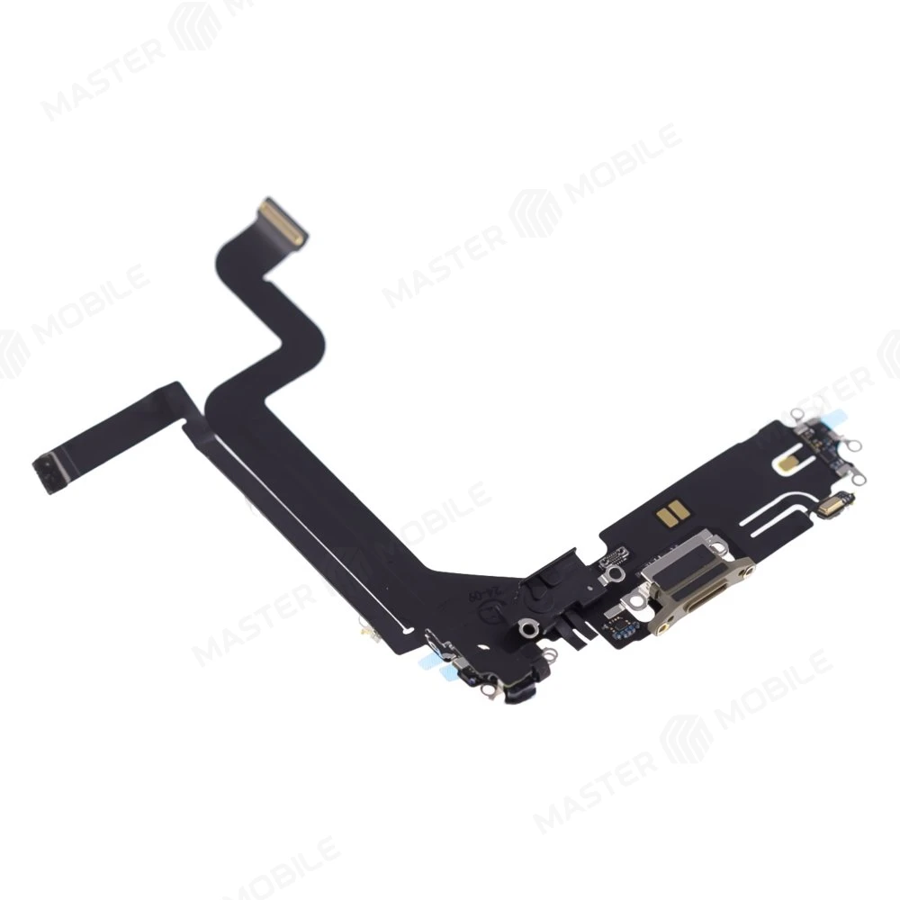 Шлейф для Apple iPhone 14 Pro Max с комп. + разъем зарядки + микрофон (золотистый) (ORIG100) фото №3