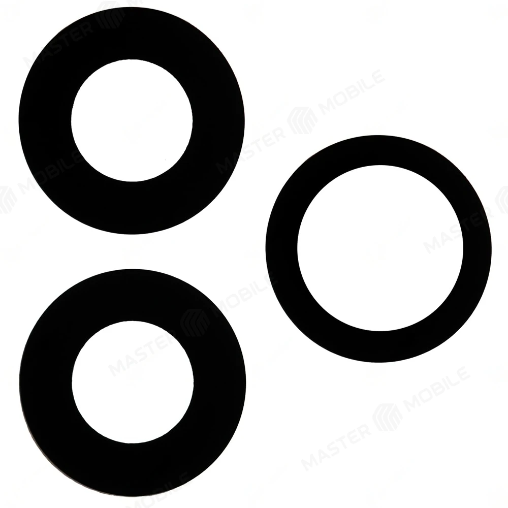 Стекло задней камеры для Apple iPhone 11 Pro / iPhone 11 Pro Max (комплект 3 шт.) (без рамки) (черный)  