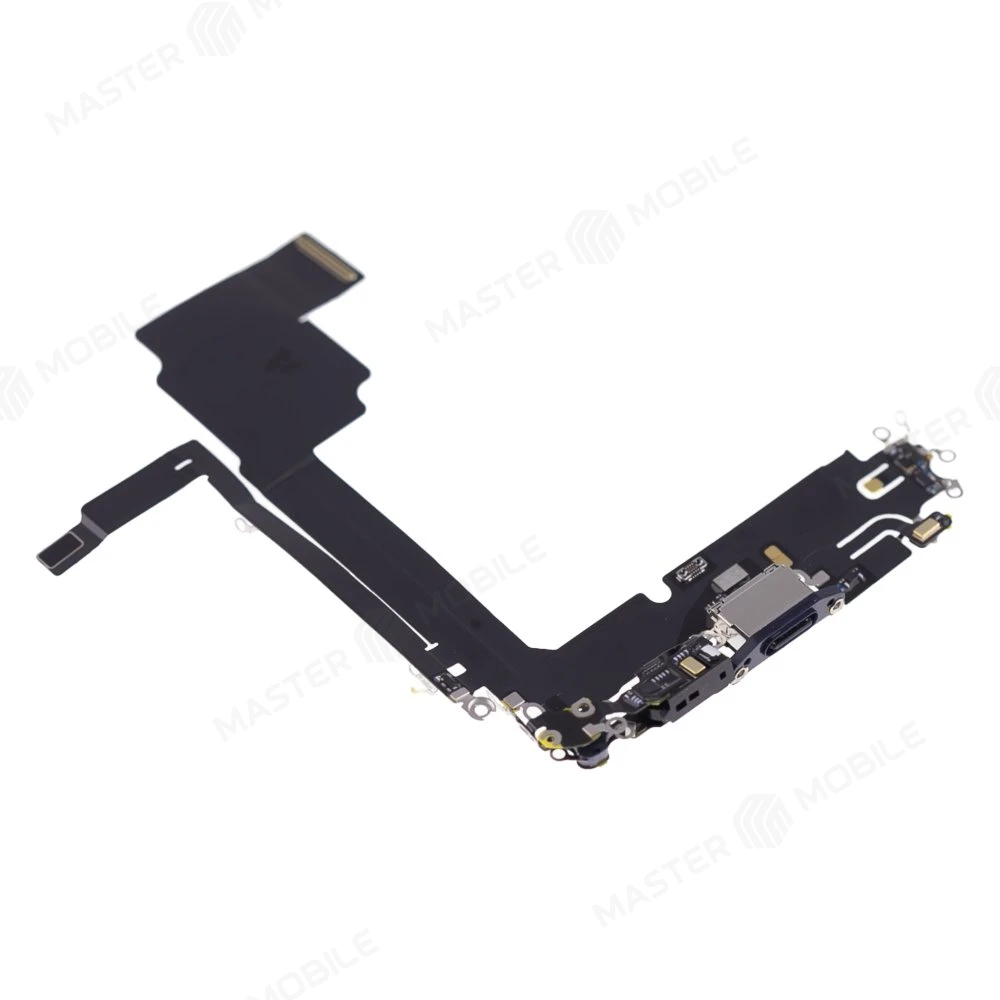 Шлейф для Apple iPhone 15 Pro Max с комп. + разъем зарядки + микрофон (синий) (ORIG100) фото №3