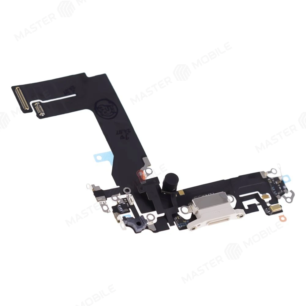 Шлейф для Apple iPhone 13 mini с комп. + разъем зарядки + микрофон (белый) (ORIG100) фото №3