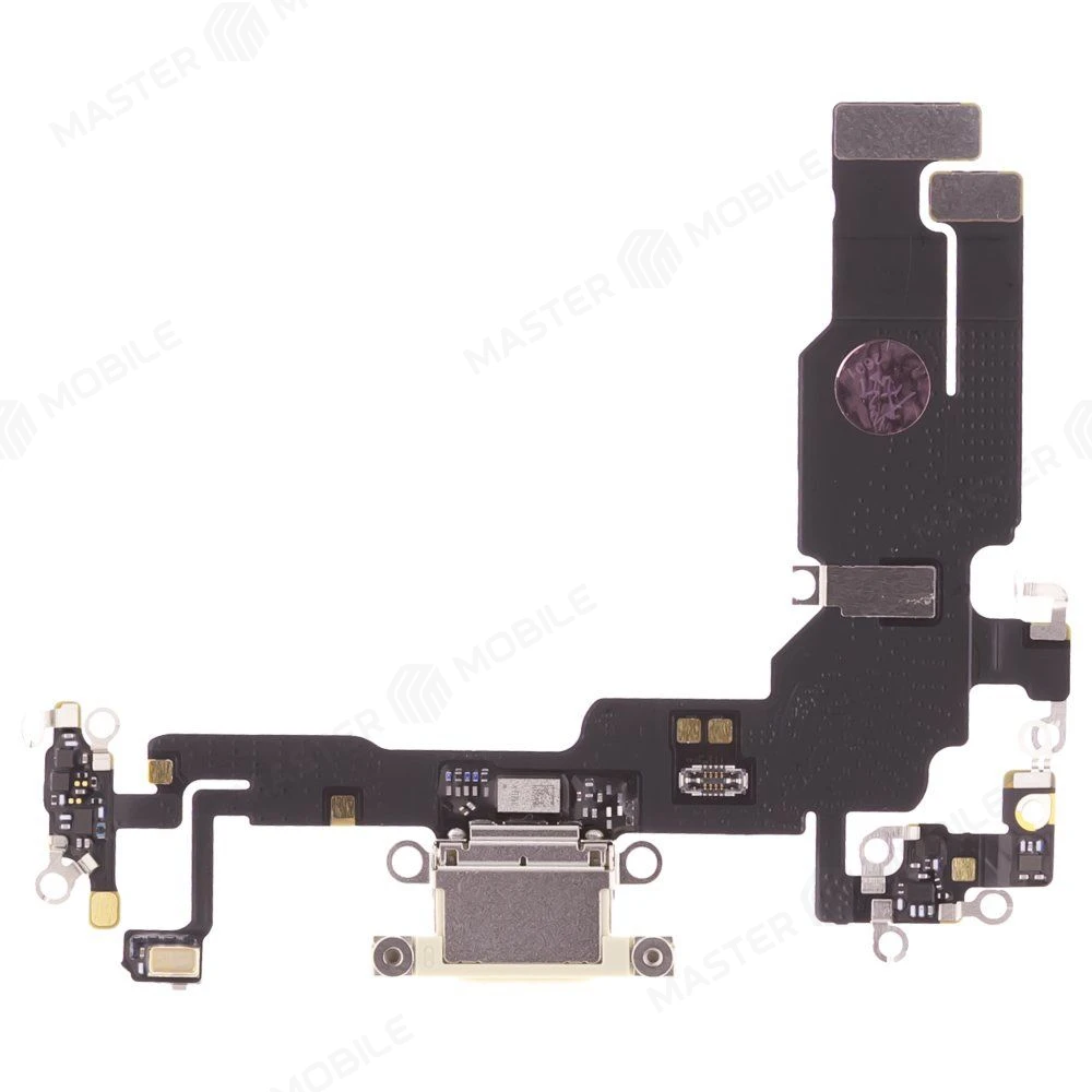 Шлейф для Apple iPhone 15 с комп. + разъем зарядки + микрофон (желтый) (ORIG100) фото №1