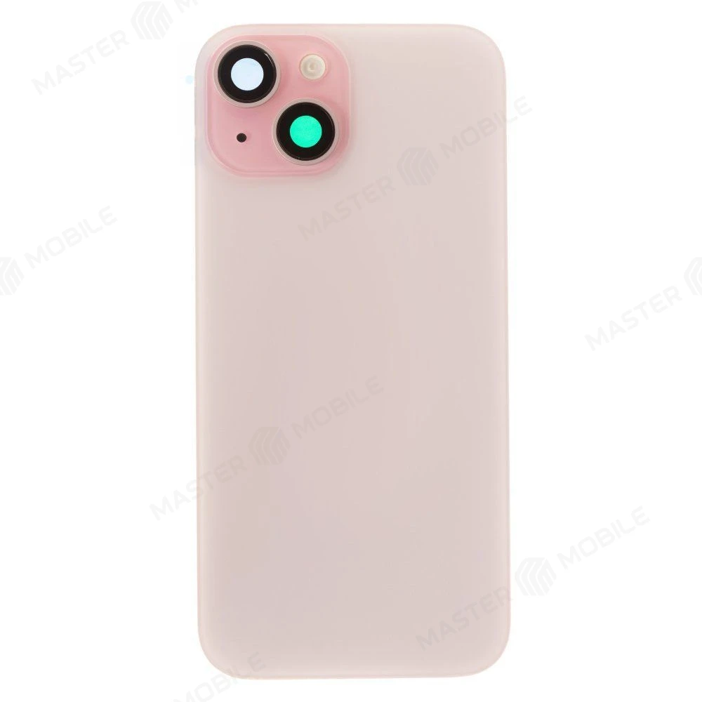 Задняя крышка для Apple iPhone 15 (розовый) (в сборе со стеклом камеры и шлейфом) (Premium)  фото №1