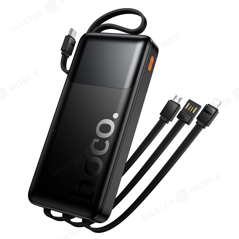 Внешний накопитель Hoco J156 10000 mAh с кабелями TypeC + MicroUSB + USB+ Lightning (черный) фото №4