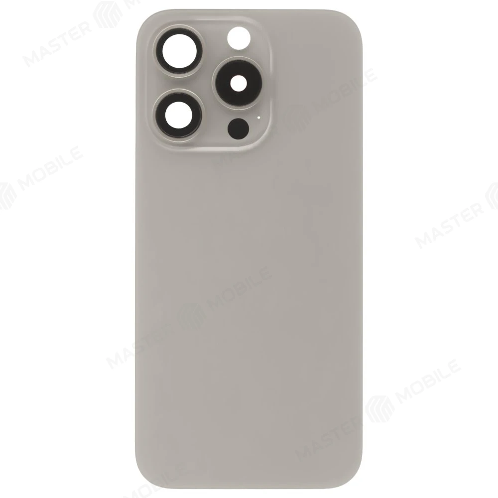 Задняя крышка для Apple iPhone 15 Pro (титановый) (в сборе со стеклом камеры) (Premium)