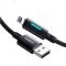 Дата-кабель Baseus Lit Button-Control USB - Lightning 1 м (плетеный) (черный) фото №3