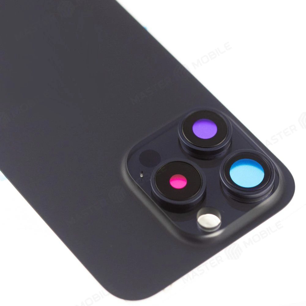 Задняя крышка для Apple iPhone 15 Pro (синий) (в сборе со стеклом камеры и шлейфом) (Premium)  фото №3