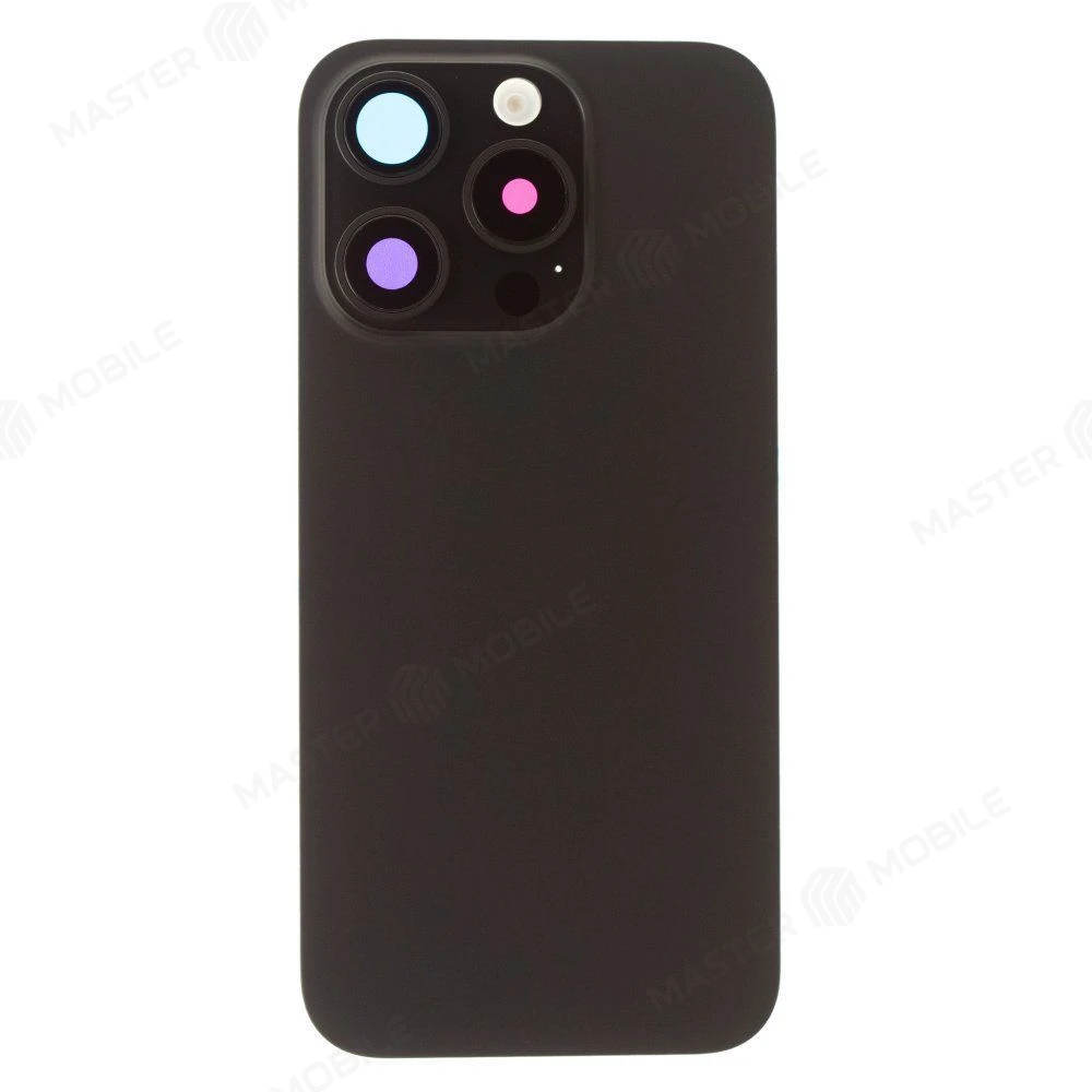 Задняя крышка для Apple iPhone 15 Pro (черный) (в сборе со стеклом камеры и шлейфом) (Premium)  фото №1