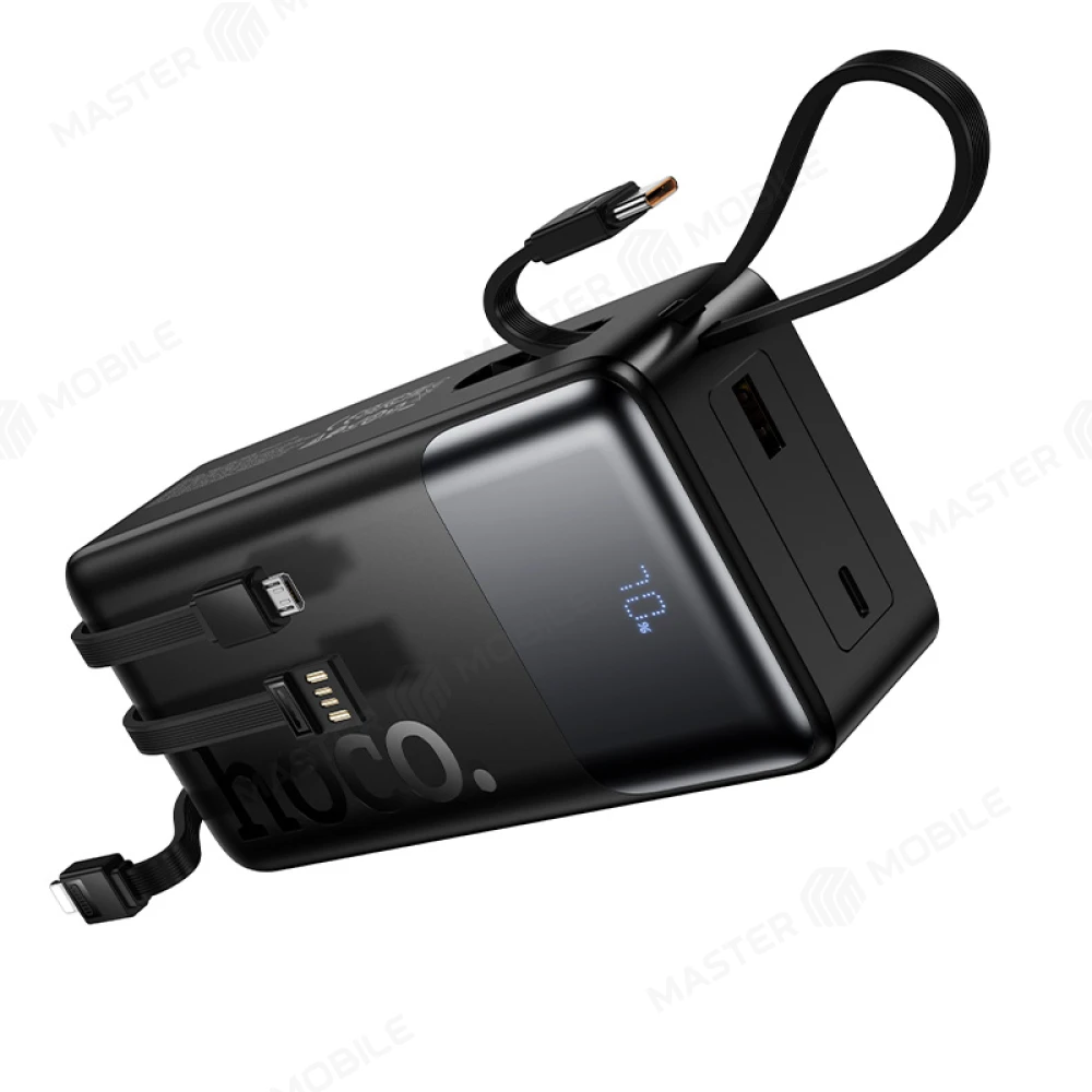 Внешний накопитель Hoco J156B 30000 mAh с кабелями TypeC + MicroUSB + USB+ Lightning (черный) фото №5