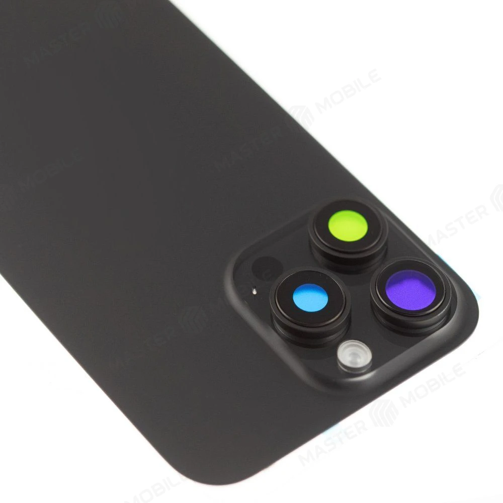 Задняя крышка для Apple iPhone 16 Pro Max (черный) (в сборе со стеклом камеры и шлейфом) (Premium)  фото №3