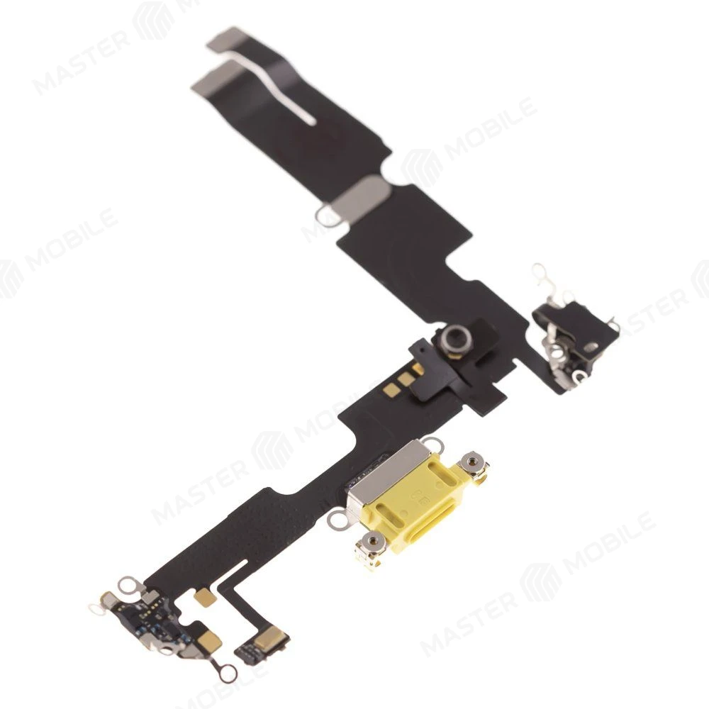 Шлейф для Apple iPhone 14 Plus с комп. + разъем зарядки + микрофон (желтый) (ORIG100) фото №3