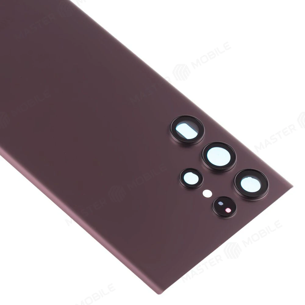 Задняя крышка для Samsung S908 Galaxy S22 Ultra (бордовый) (в сборе со стеклом камеры) (ORIG100) фото №3