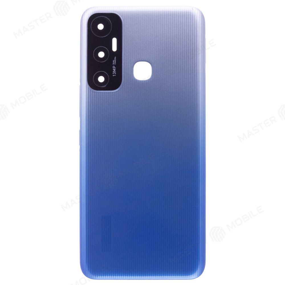 Задняя крышка для Infinix Hot 11 (X662) (Helio G70) (голубой) (в сборе со стеклом камеры)