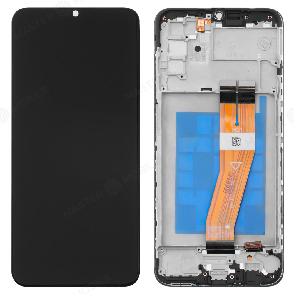 Дисплей для Samsung A037 Galaxy A03s (в сборе с тачскрином) (черный) (в рамке) (ORIG100) (162 мм)
